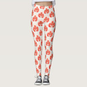 Rotes Hummer-Muster Leggings (Vorderseite)