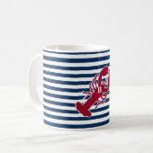 Rotes Hummer-nautischmonogramm-blauer weißer Kaffeetasse (Vorderseite Links)