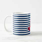 Rotes Hummer-nautischmonogramm-blauer weißer Kaffeetasse (Links)