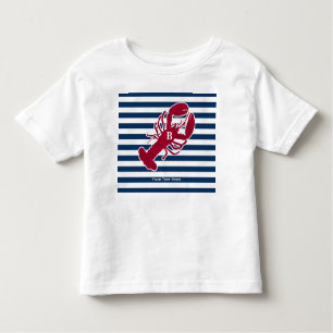 Rotes Hummer-nautischmonogramm-blauer weißer Kleinkind T-shirt