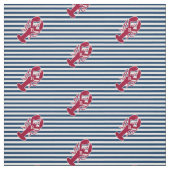 Rotes Hummer-nautischmonogramm-blauer weißer Stoff (Muster)