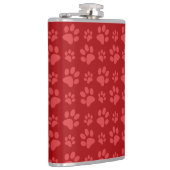 Rotes Hundetatzen-Druckmuster Flachmann (Rechts)