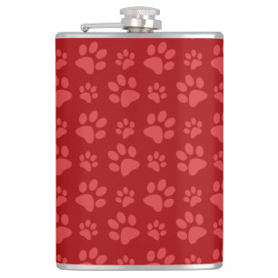 Rotes Hundetatzen-Druckmuster Flachmann