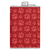 Rotes Hundetatzen-Druckmuster Flachmann (Rückseite)
