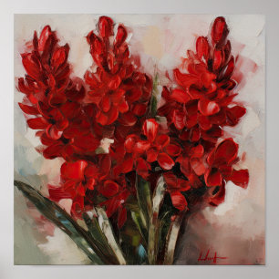 Rotes Hyazinthen-Blumenkunst-Druckposter Poster