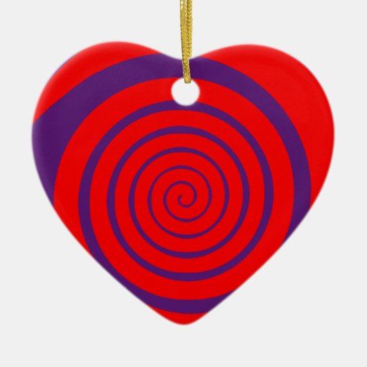 rotes hypnotisches Spiralbild Keramikornament (Vorne)