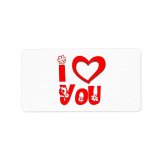 Rotes I Love You Exlibris Buchlabels Adressaufkleber