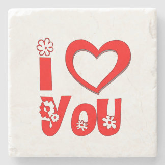 Rotes I Love You Minimalist Herz Quadrat Untersetz Steinuntersetzer