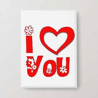 Rotes I Love You Minimalist Herz Rechteckiger Knop Button