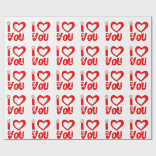 Rotes "Ich liebe dich" Geschenkverpackungspapier Geschenkpapier