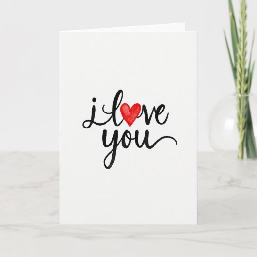 Rotes Ich-liebe-dich-Herz-Script-Karte Karte (Vorderseite)