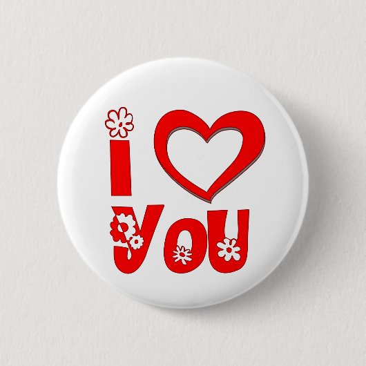 Rotes Ich liebe dich minimalistischer Herzbutton Button (Vorderseite)