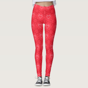 Rotes Ikat-Stil-Herzmuster Leggings