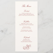 Rotes illustriertes Medaillon-Launenhaftes Hochzei Menükarte (Vorderseite)