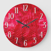 Rotes Imitat Leather Große Wanduhr (Vorderseite)