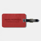 Rotes Imitat Leather Look Monogram Gepäckanhänger (Rückseite horizontal)