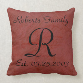 Rotes Imitat-lederner Monogramm-Jahrestag Kissen