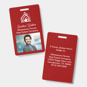 Rotes Immobilienunternehmen Realtor Foto Ausweis