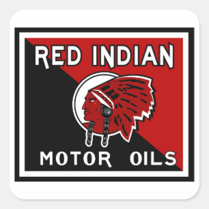 Rotes Indian Motoröle Vintage-Schild Quadratischer Aufkleber