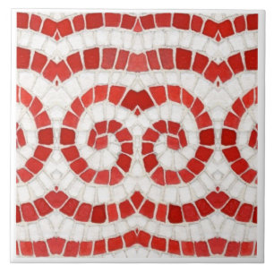 ROTES IONISCHES MOSAIK 15 cm Keramikfliese im Quad