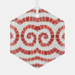 ROTES IONISCHES MOSAIK Glas-Sechseck-Ornament Ornament Aus Glas