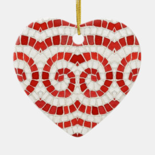 ROTES IONISCHES MOSAIK Keramik-Herz-Ornament Keramik Ornament