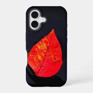 Rotes iPhone-Cover mit Blatt iPhone 16 Hülle