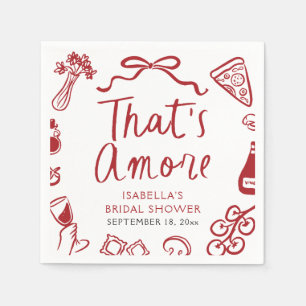 Rotes Italien Das-ist-Liebe Pizza Pasta Brautparty Serviette