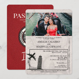 Rotes Italien Reisepass Hochzeitseinladung Einladung