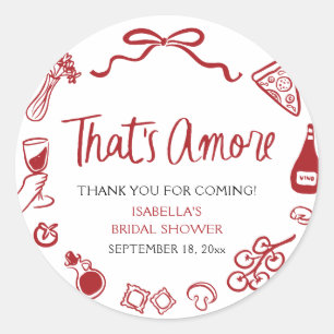 Rotes Italienisches Das-ist-die-Liebe Pizza Nudeln Runder Aufkleber