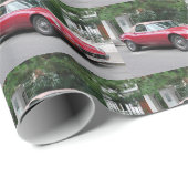 Rotes Jaguar E Type Cabriolet Geschenkpapier (Rolleneckpunkt)