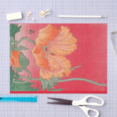 ROTES JAPANISCHES MOHNBLUMEN-DRUCK Seidenpapier (Handwerk)