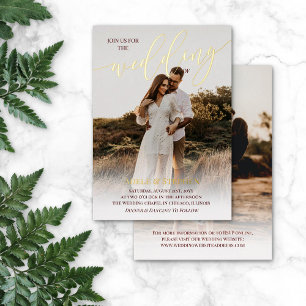 Rotes 'Join Us' Goldschrift-Foto-Doppelseitige Hoc Folieneinladung