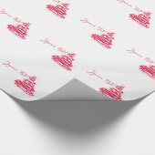 Rotes Joyeux Noël mit Weihnachtsbaum Geschenkpapier (Ecke)