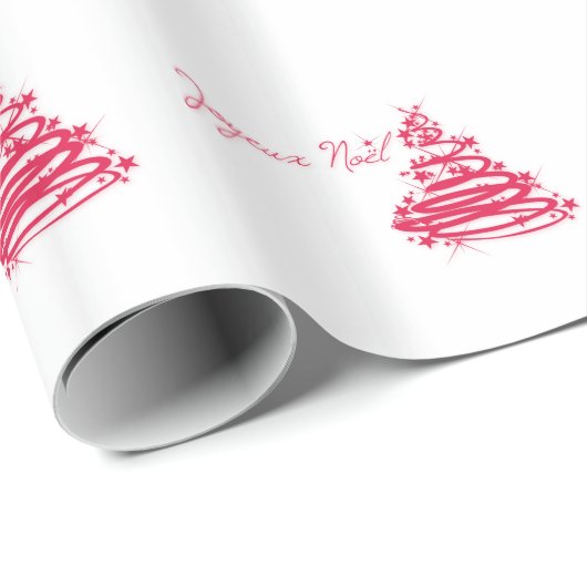 Rotes Joyeux Noël mit Weihnachtsbaum Geschenkpapier (Rolleneckpunkt)