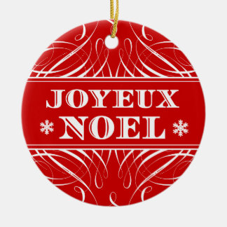 Rotes Joyeux Weihnachten-elegante Keramik Ornament