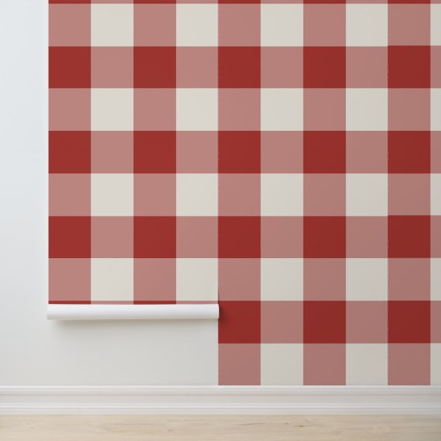 Rotes Jumbo-Gingham-Karo-Karo Tapete (Anwendung)