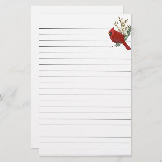 Rotes Kadinal auf Papier (Vorne/Hinten)