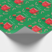 Rotes Kakao-Tasse Muster Grünes Urlaubspapier Geschenkpapier (Ecke)