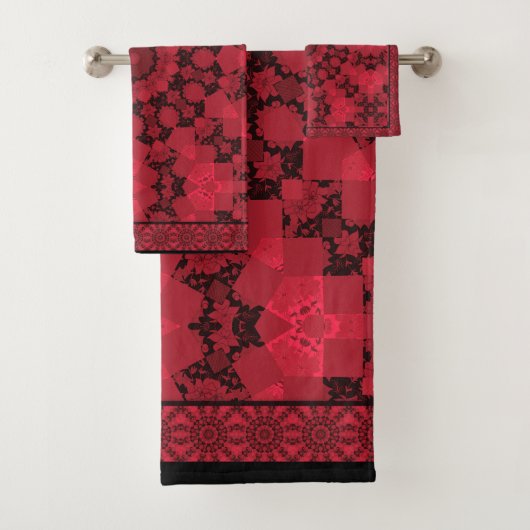 Rotes Kaleidoskop, Mandala Badhandtuch Set (Insitu)