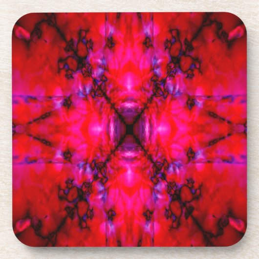 Rotes Kaleidoskop-Muster Getränkeuntersetzer (Vorderseite)