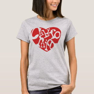 Rotes Kalifornien-Herz T-Shirt