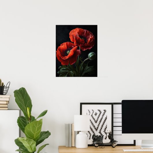 Rotes Kalifornien Mohnblumen Blume Art Print Poste Poster (Heimbüro)