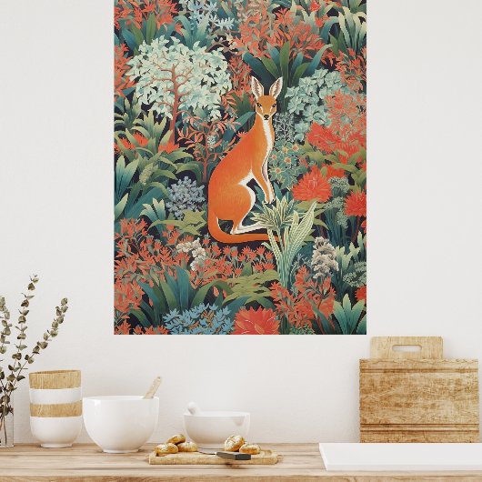 Rotes Känguru im australischen Busch Poster (Küche)