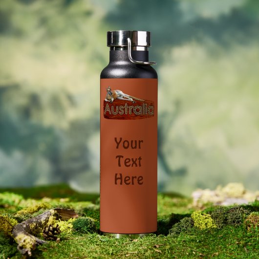 Rotes Känguru in Schlapphut Trinkflasche (Außenbereich (gedreht))
