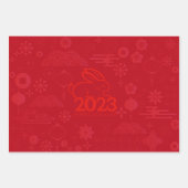 Rotes Kaninchen 2023 Neujahr Geschenkpapier Set (Vorderseite 3)