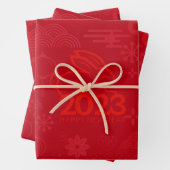 Rotes Kaninchen 2023 Neujahr Geschenkpapier Set (Beispiel)