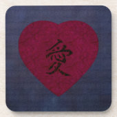 Rotes Kanji Liebe Washi Herz Untersetzer (Vorderseite)