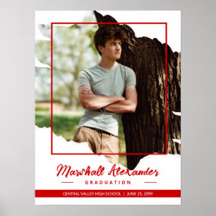 Rotes kantiges abstraktes zerrissenes Foto-Abschlu Poster