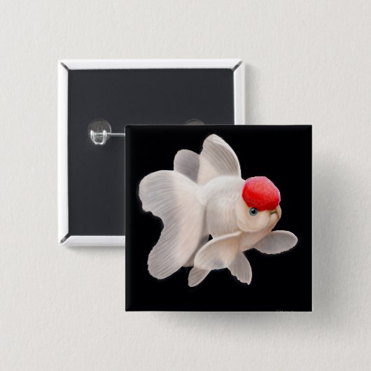 Rotes Kappe Oranda Goldfish-Button Button (Vorne & Hinten)